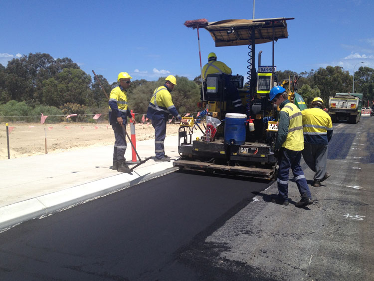 Roller at highways construction