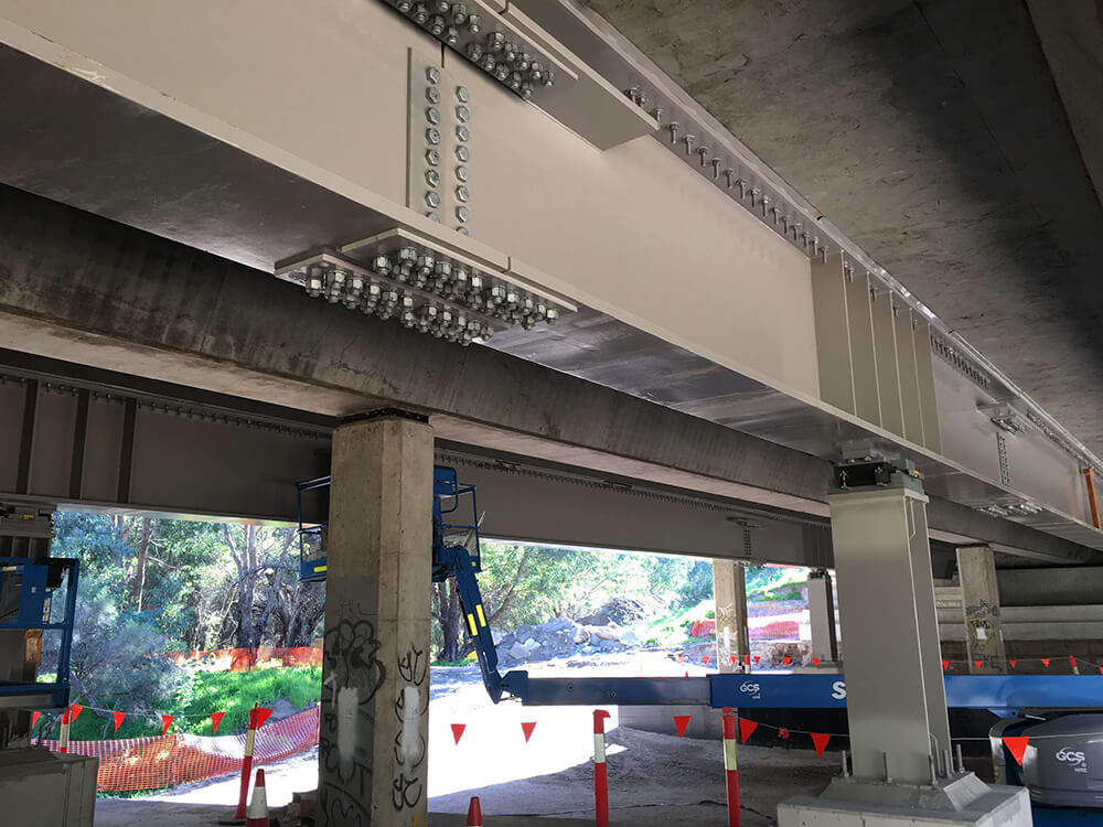 Highway construction installed girder